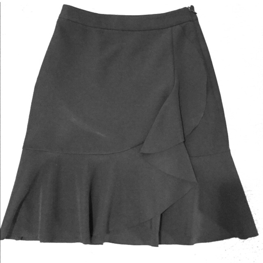 H&M black ruffled work skirt